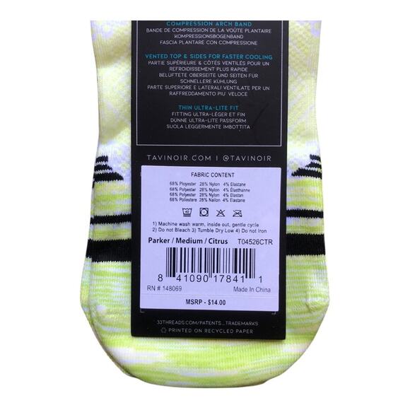 2 TAVI Sport NIP Women Thin Ultra Lite Compression Low Rise Parker Socks Citrus - Picture 10 of 11